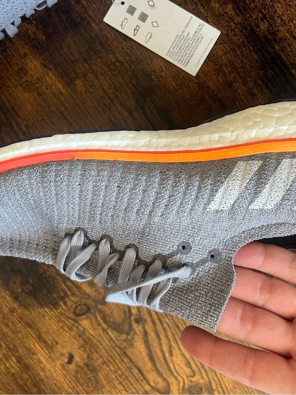adidas Adizero Prime Light Gray Running Shoes with Orange Accents